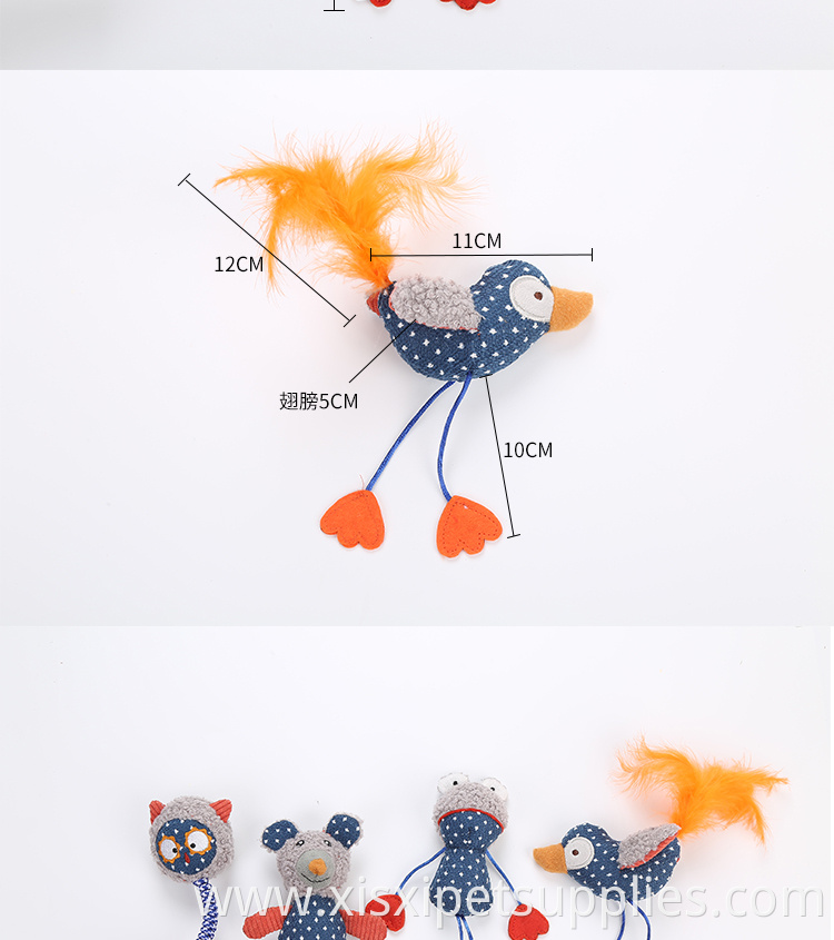 newest jean Cat Toys Catnip Mouse frog mouse owl Feather pet Toy Mint inside